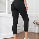 Essnce Pantalones capri de mujer ajustados de color liso con cierre de cremallera, ideales para primavera y verano