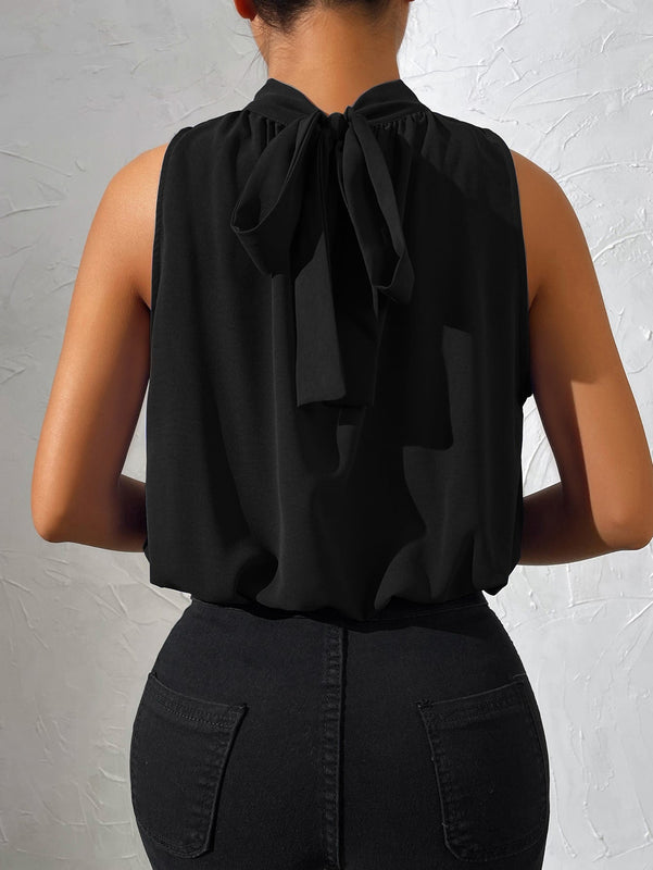 Frenchy Camisa sin manga con cordon trasero unicolor