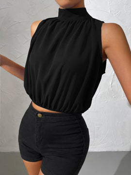 Frenchy Camisa sin manga con cordon trasero unicolor