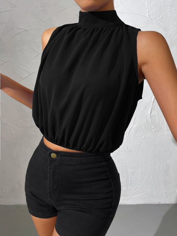 Frenchy Camisa sin manga con cordon trasero unicolor