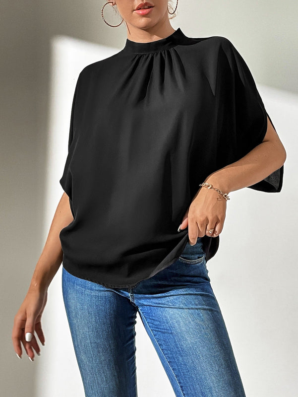 Tall Blusa de espalda con abertura de ojo de manga murcielago
