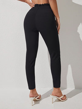 PETITE Pantalones de cintura con volante con cinturon