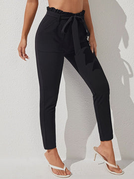 PETITE Pantalones de cintura con volante con cinturon