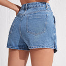 Skort mezclilla de talle alto con boton delantero