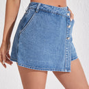 Skort mezclilla de talle alto con boton delantero