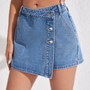 Skort mezclilla de talle alto con boton delantero