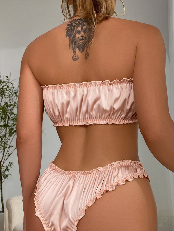 Set de lenceria bandeau fruncido ribete fruncido