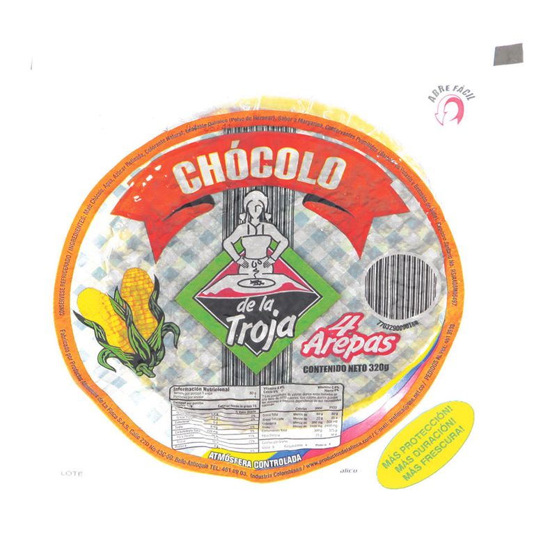 AREPA TROJA 4U 320G CHOCOLO