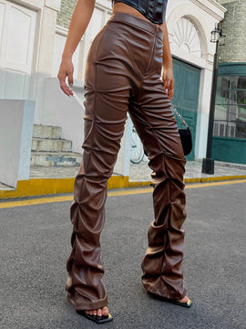 ICON Pantalones con cremallera fruncido de recubierto