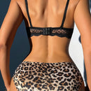 DesireSculpt Conjunto De Lenceria Leopardos De Encaje Super Push Up