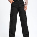 Jeans cargo de talle alto con bolsillos con solapa