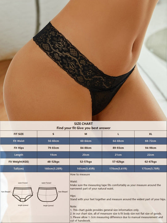 FINETOO Bragas con encaje floral transparente