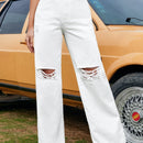 VCAY Jeans desgarro de pierna ancha de talle alto