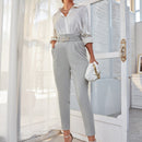 Sollinarry Pantalones de cintura con volante con cinturon