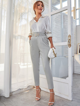 Sollinarry Pantalones de cintura con volante con cinturon