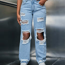 SXY Jeans de pierna recta desgarro con abertura