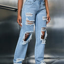 SXY Jeans de pierna recta desgarro con abertura