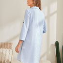 EMERY ROSE Vestido camisero de rayas de manga enrollada con boton con boton delantero