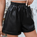 Frenchy Shorts de cintura elastica bajo de doblez PU
