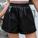 Frenchy Shorts de cintura elastica bajo de doblez PU