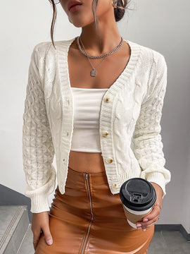 Frenchy cardigan informal de un solo botonadura de manga larga y unicolor para mujer, para otono/invierno