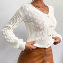 Frenchy cardigan informal de un solo botonadura de manga larga y unicolor para mujer, para otono/invierno