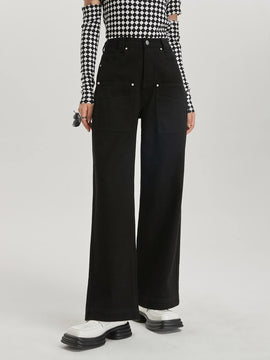 DAZY Jeans con boton de pierna ancha