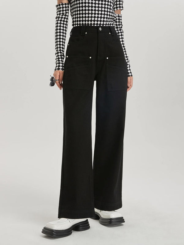 DAZY Jeans con boton de pierna ancha