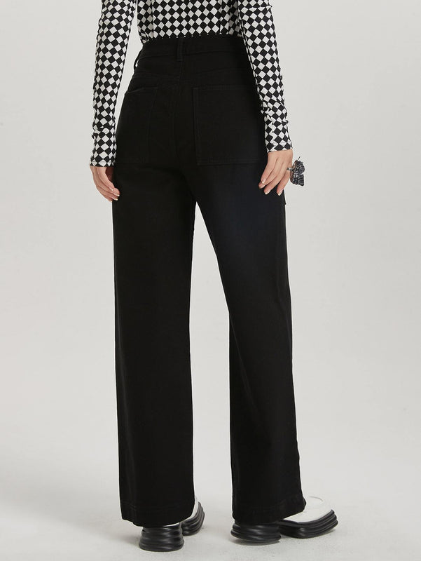 DAZY Jeans con boton de pierna ancha