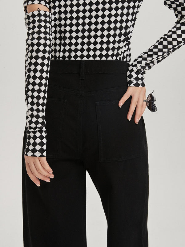 DAZY Jeans con boton de pierna ancha
