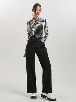 DAZY Jeans con boton de pierna ancha