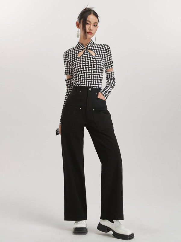 DAZY Jeans con boton de pierna ancha
