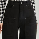 DAZY Jeans con boton de pierna ancha