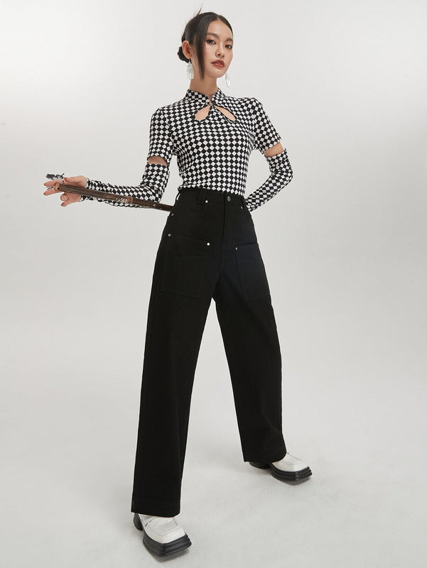 DAZY Jeans con boton de pierna ancha