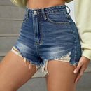 Shorts mezclilla bajo crudo rotos de muslo alto