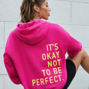Ezwear sudadera con capucha casual de hombros caidos para mujer con estampado de eslogan, otono/invierno