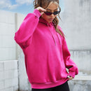 Ezwear sudadera con capucha casual de hombros caidos para mujer con estampado de eslogan, otono/invierno