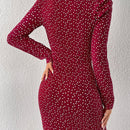 Prive Vestido ajustado con estampado de corazon de manga farol de lunares
