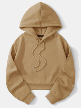 Ezwear capucha unicolor con cordon crop con forro termico