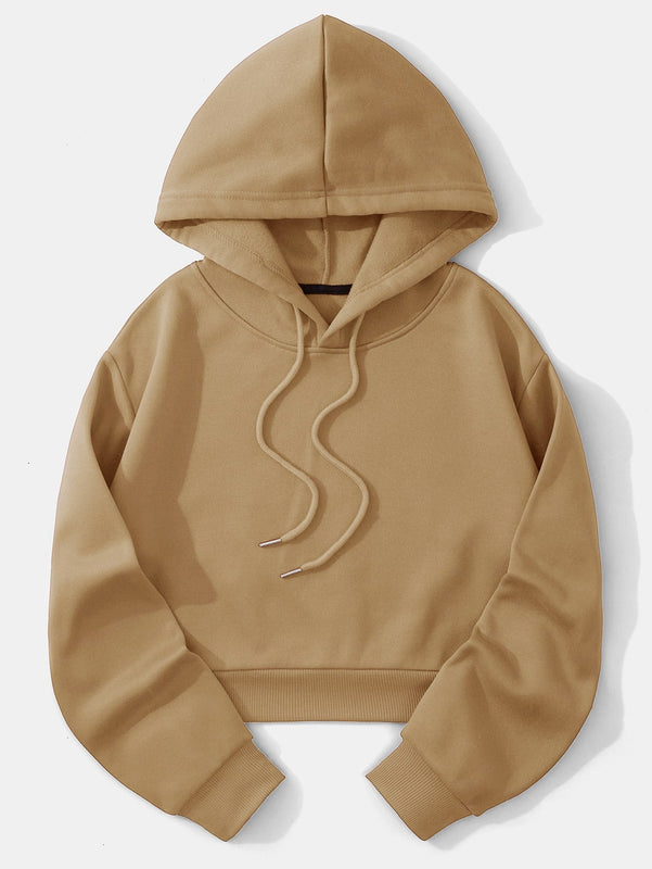 Ezwear capucha unicolor con cordon crop con forro termico