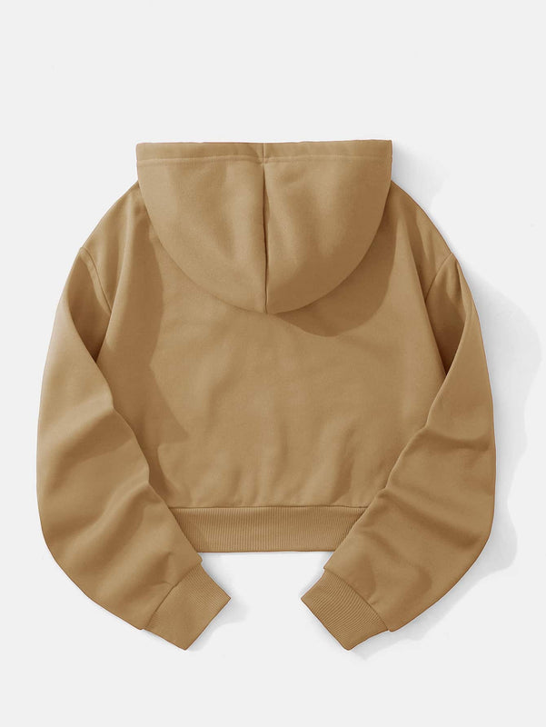 Ezwear capucha unicolor con cordon crop con forro termico