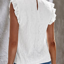 Tall Blusa con bordado con ojal ribete con fruncido