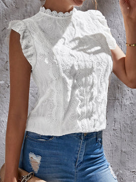 Tall Blusa con bordado con ojal ribete con fruncido