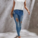 Tall Blusa con bordado con ojal ribete con fruncido