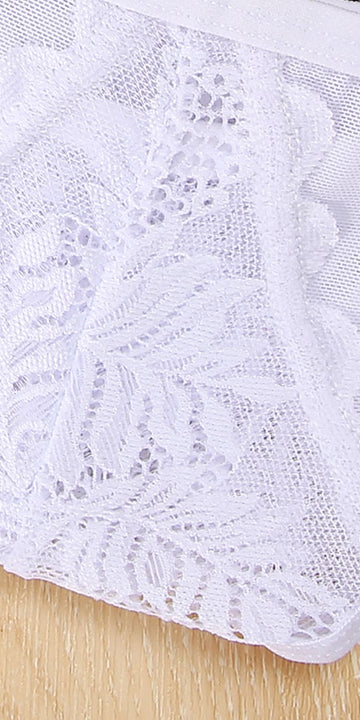 FINETOO Tanga con encaje en contraste ribete en abanico