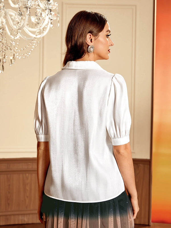 Modely Camisa de manga farol de saten