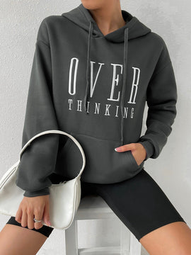 Moosta sudadera con capucha y cordon mujer, estampado "overrensando", otono
