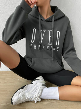 Moosta sudadera con capucha y cordon mujer, estampado "overrensando", otono