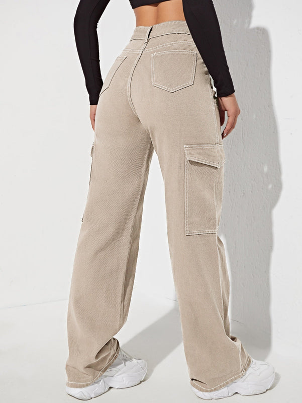 Jeans de talle alto con bolsillo lateral