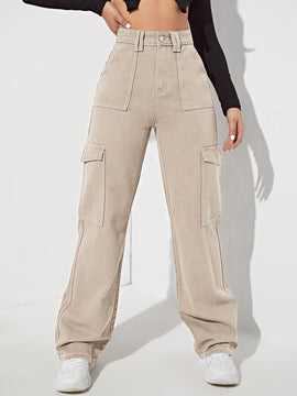 Jeans de talle alto con bolsillo lateral